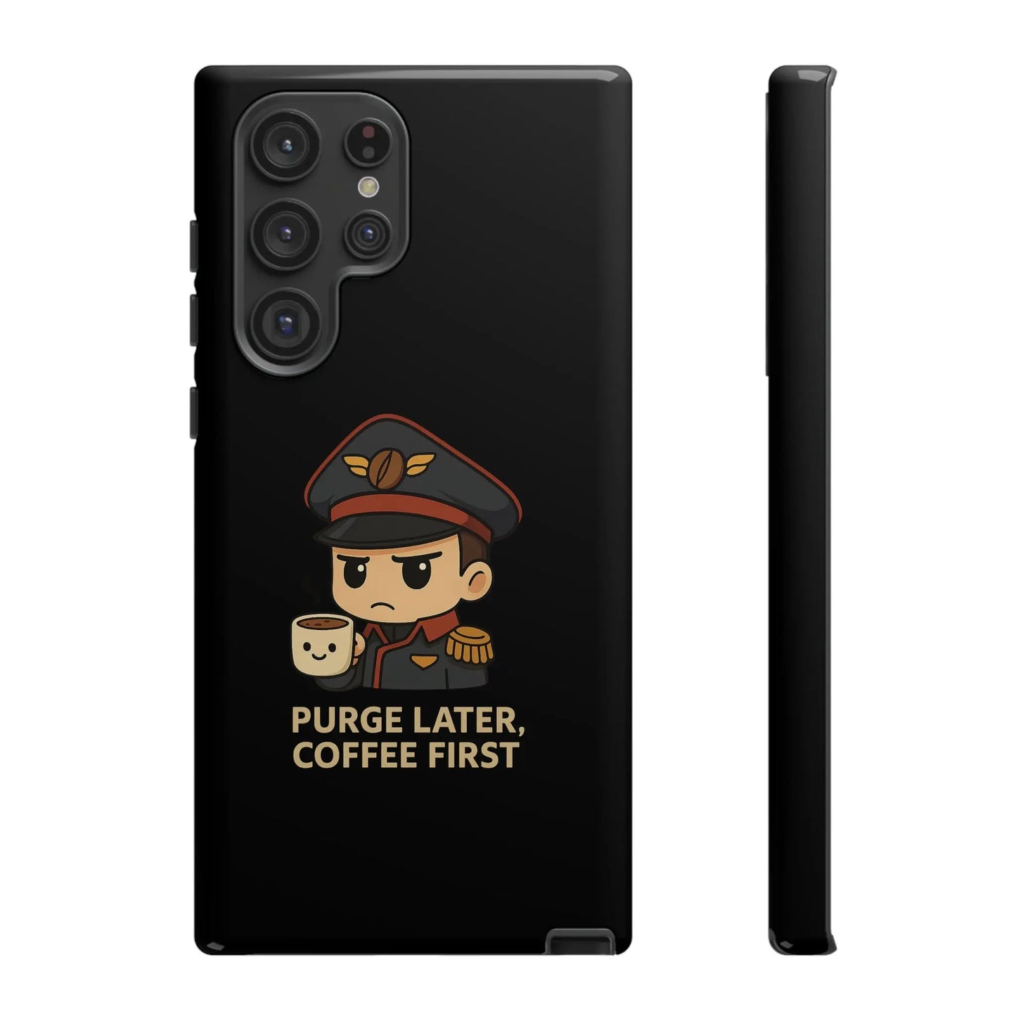 Grimdark Coffee Phone Case – Purge Later, Coffee First Printify