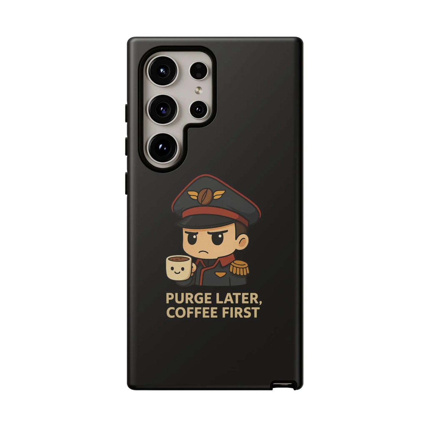 Grimdark Coffee Phone Case – Purge Later, Coffee First Printify