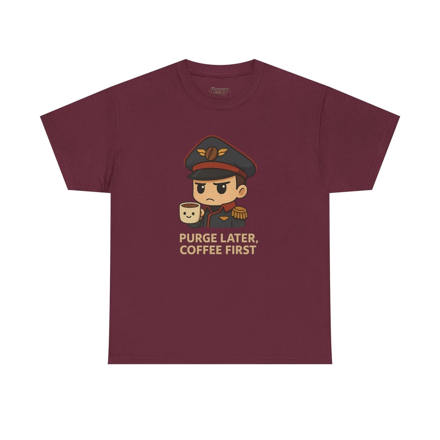 Grimdark Coffee Tee – Purge Later, Coffee First Printify