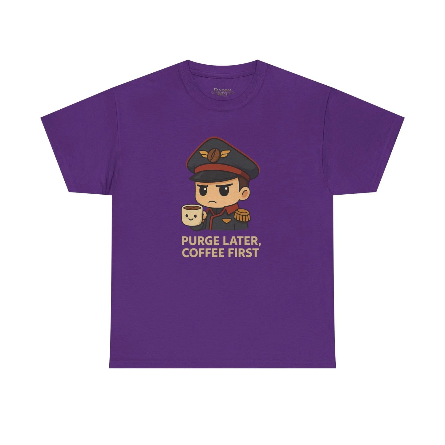Grimdark Coffee Tee – Purge Later, Coffee First Printify