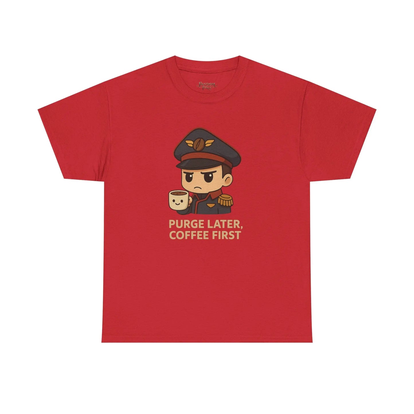 Grimdark Coffee Tee – Purge Later, Coffee First Printify