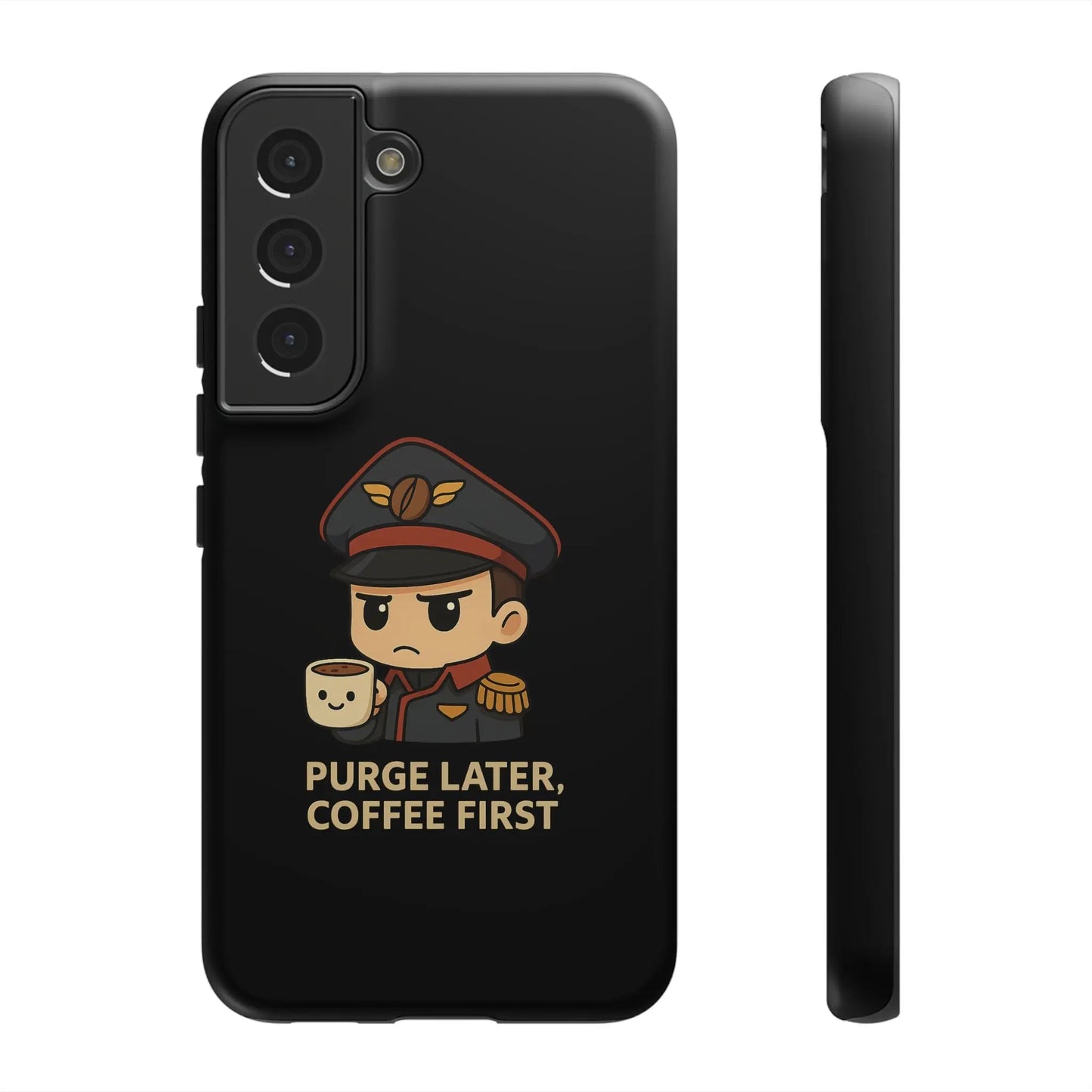 Grimdark Coffee Phone Case – Purge Later, Coffee First Printify