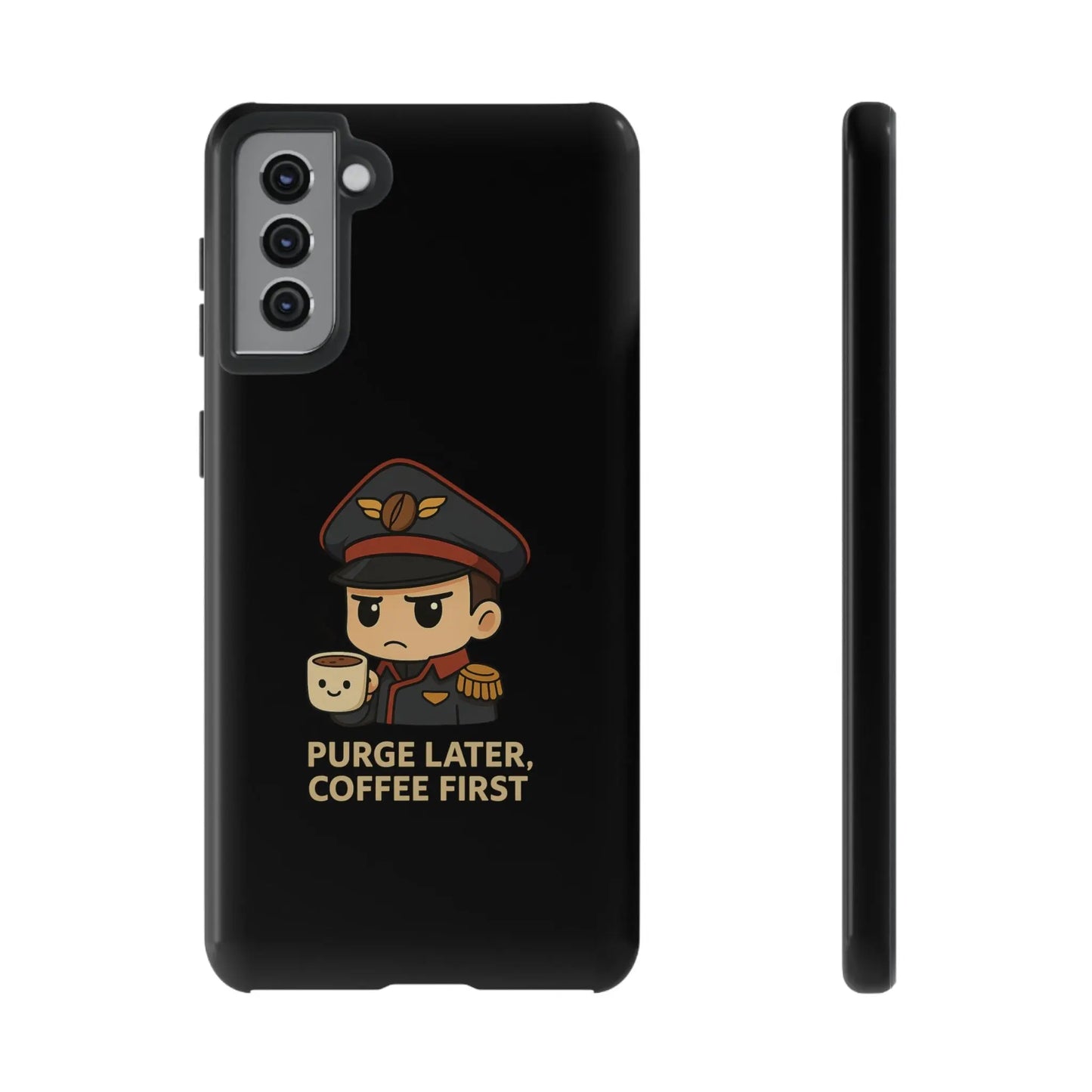 Grimdark Coffee Phone Case – Purge Later, Coffee First Printify