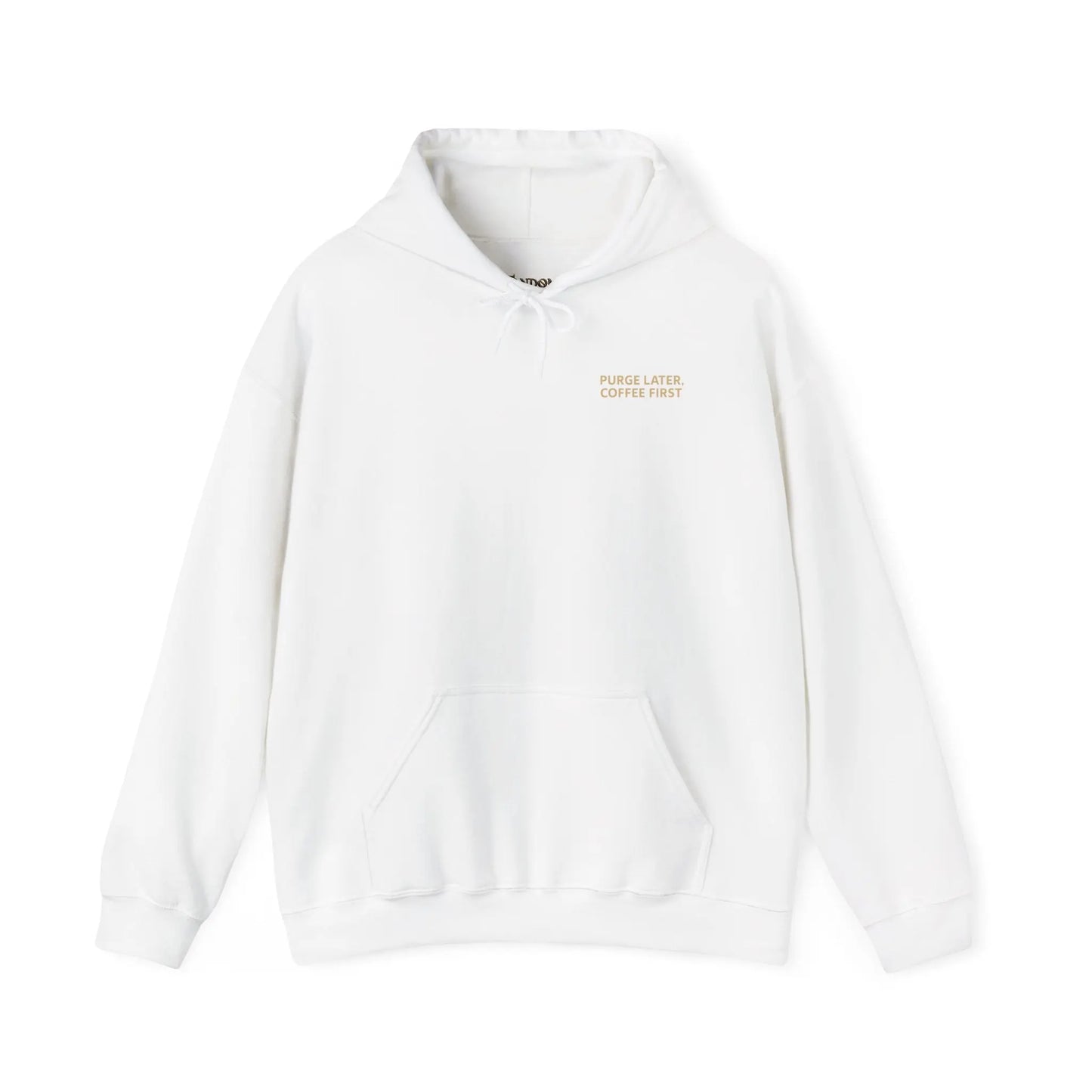 Grimdark Coffee Heavy Blend Hoodie – Purge Later, Coffee First Printify