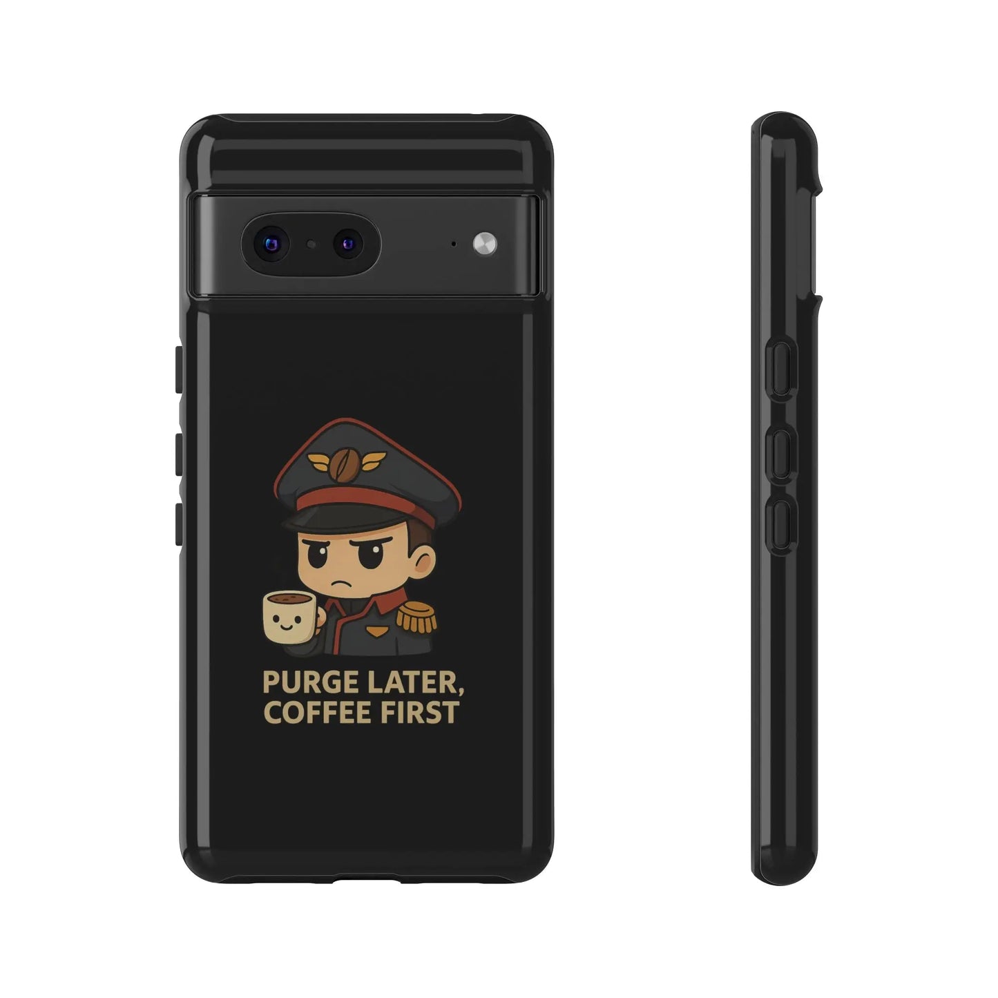 Grimdark Coffee Phone Case – Purge Later, Coffee First Printify