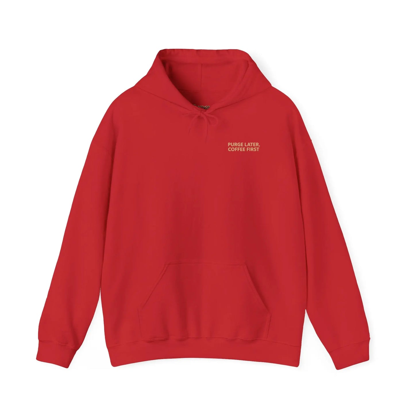 Grimdark Coffee Heavy Blend Hoodie – Purge Later, Coffee First Printify