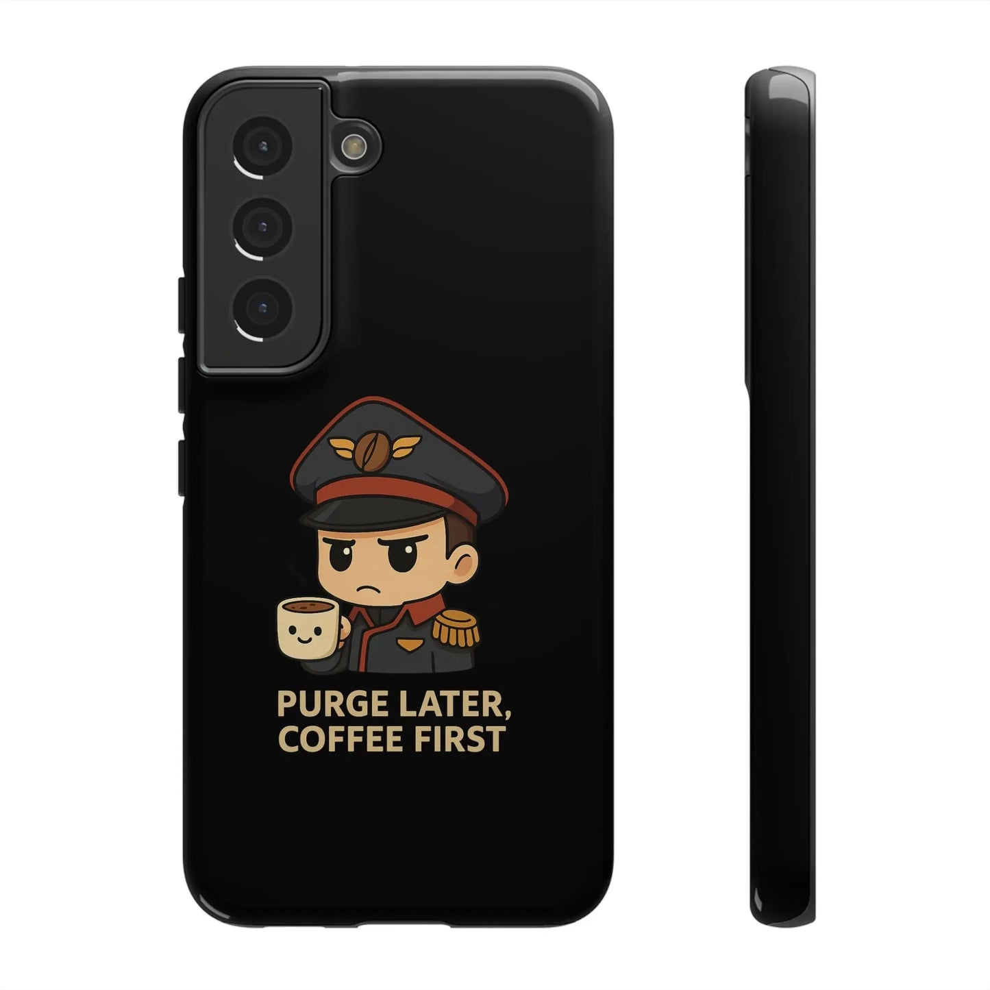 Grimdark Coffee Phone Case – Purge Later, Coffee First Printify