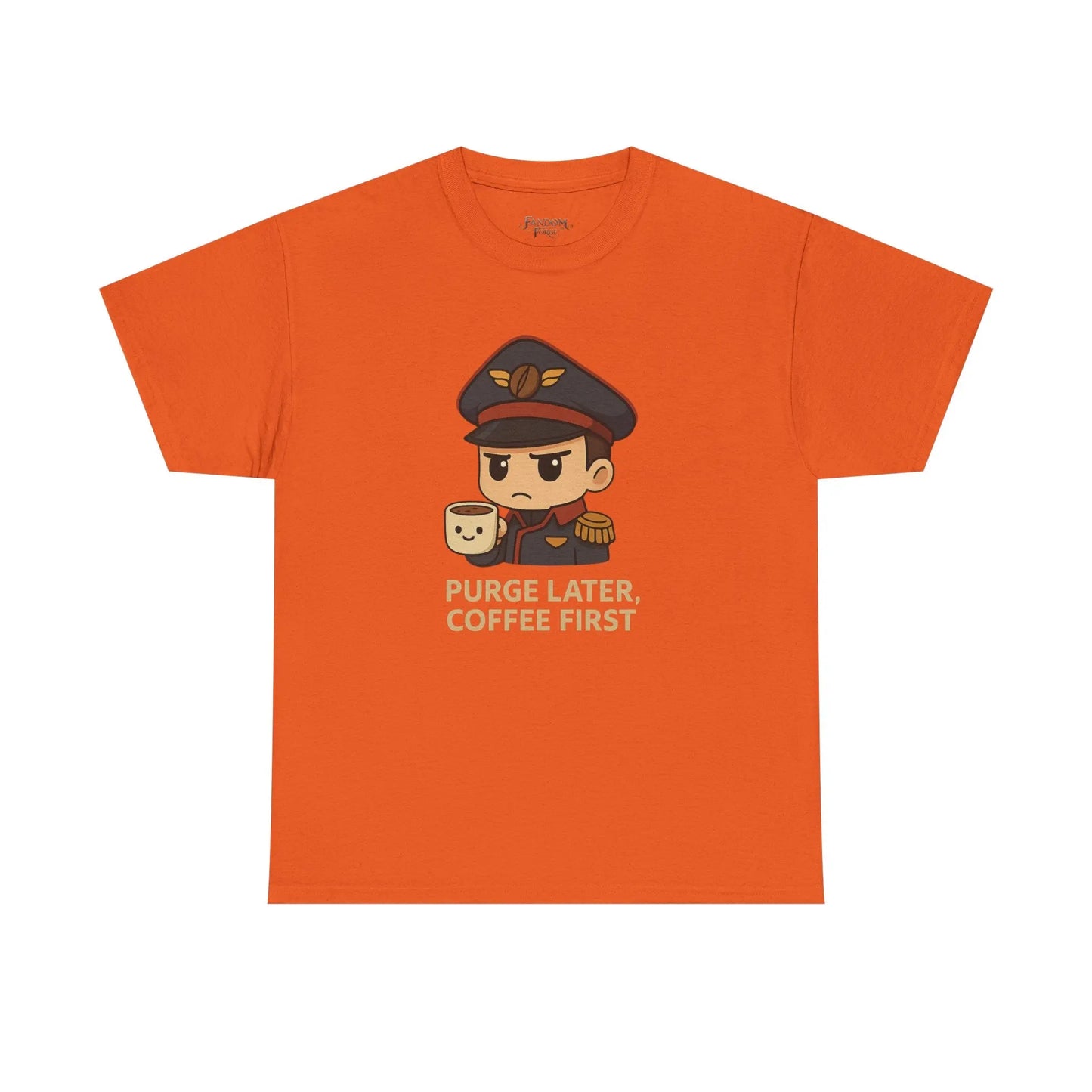 Grimdark Coffee Tee – Purge Later, Coffee First Printify