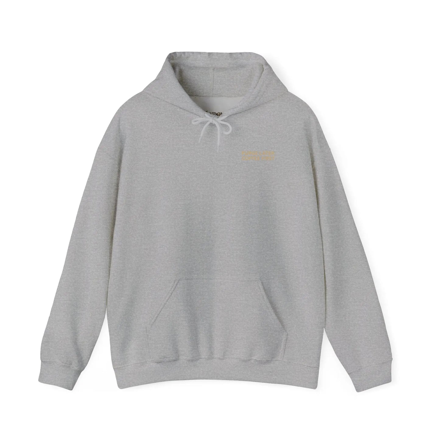 Grimdark Coffee Heavy Blend Hoodie – Purge Later, Coffee First Printify