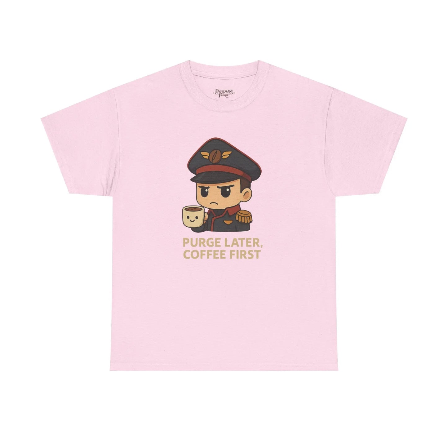 Grimdark Coffee Tee – Purge Later, Coffee First Printify