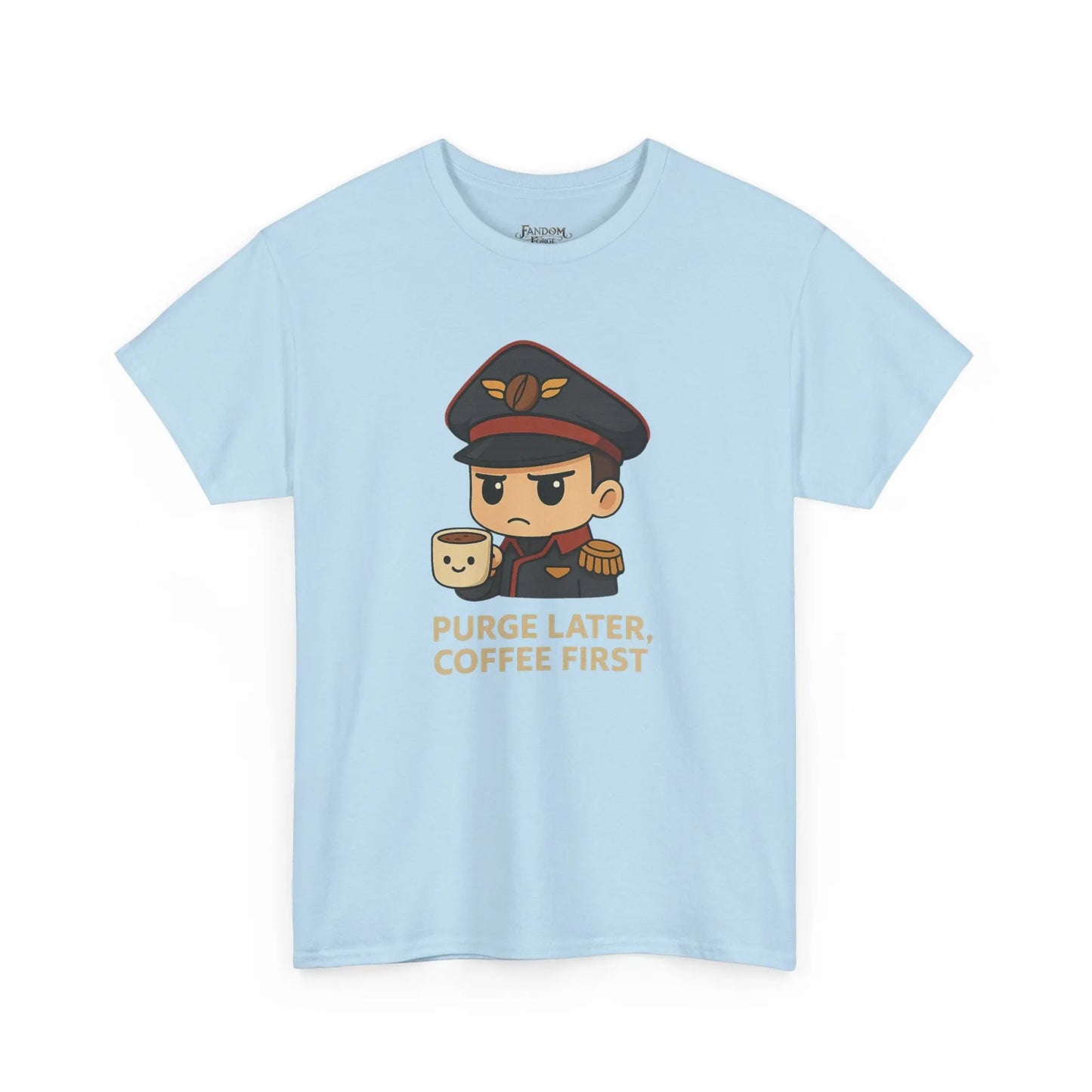 Grimdark Coffee Tee – Purge Later, Coffee First Printify