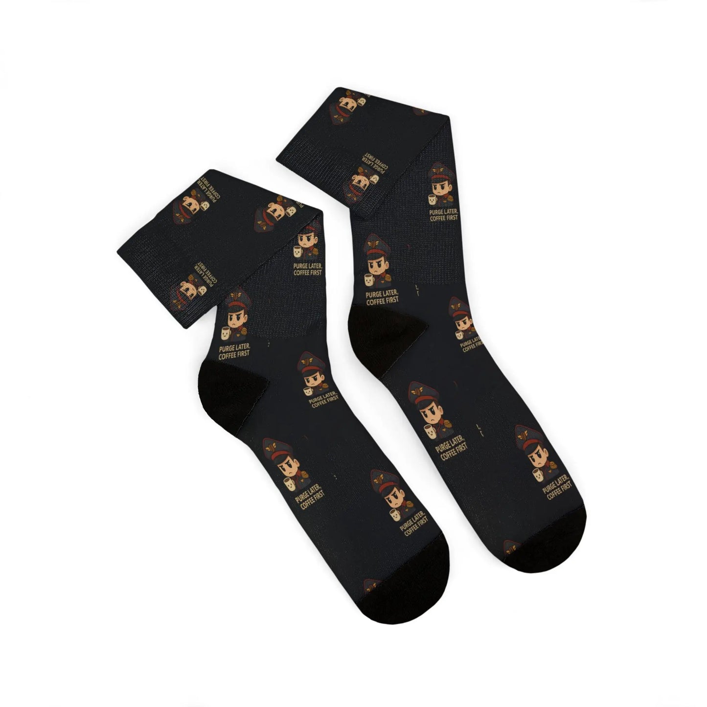 Grimdark Coffee Socks – Purge Later, Coffee First Printify