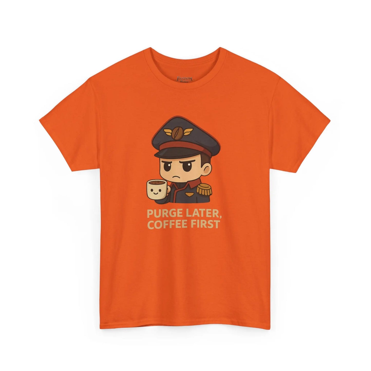 Grimdark Coffee Tee – Purge Later, Coffee First Printify