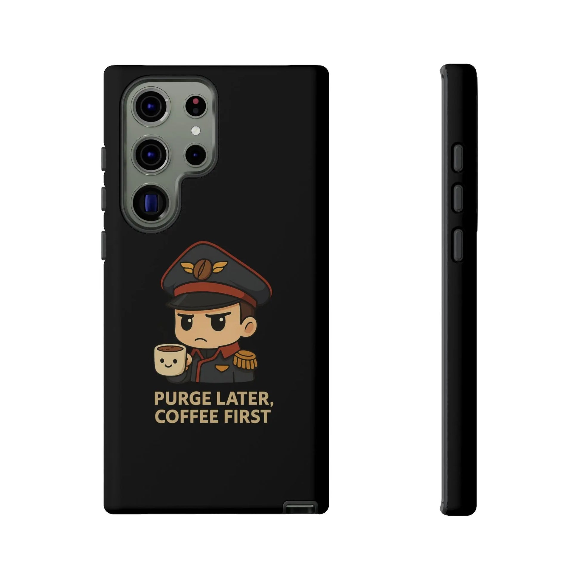 Grimdark Coffee Phone Case – Purge Later, Coffee First Printify