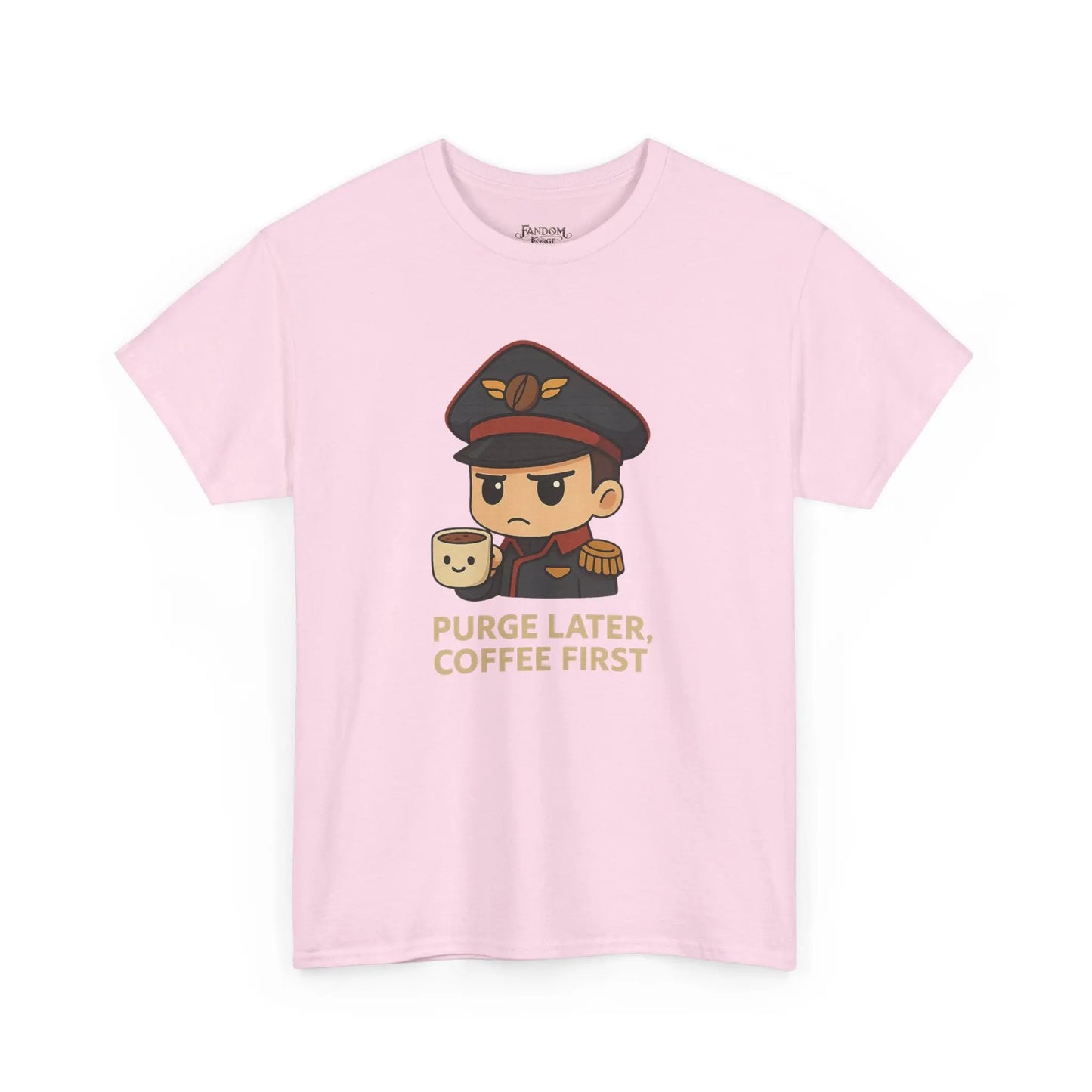 Grimdark Coffee Tee – Purge Later, Coffee First Printify