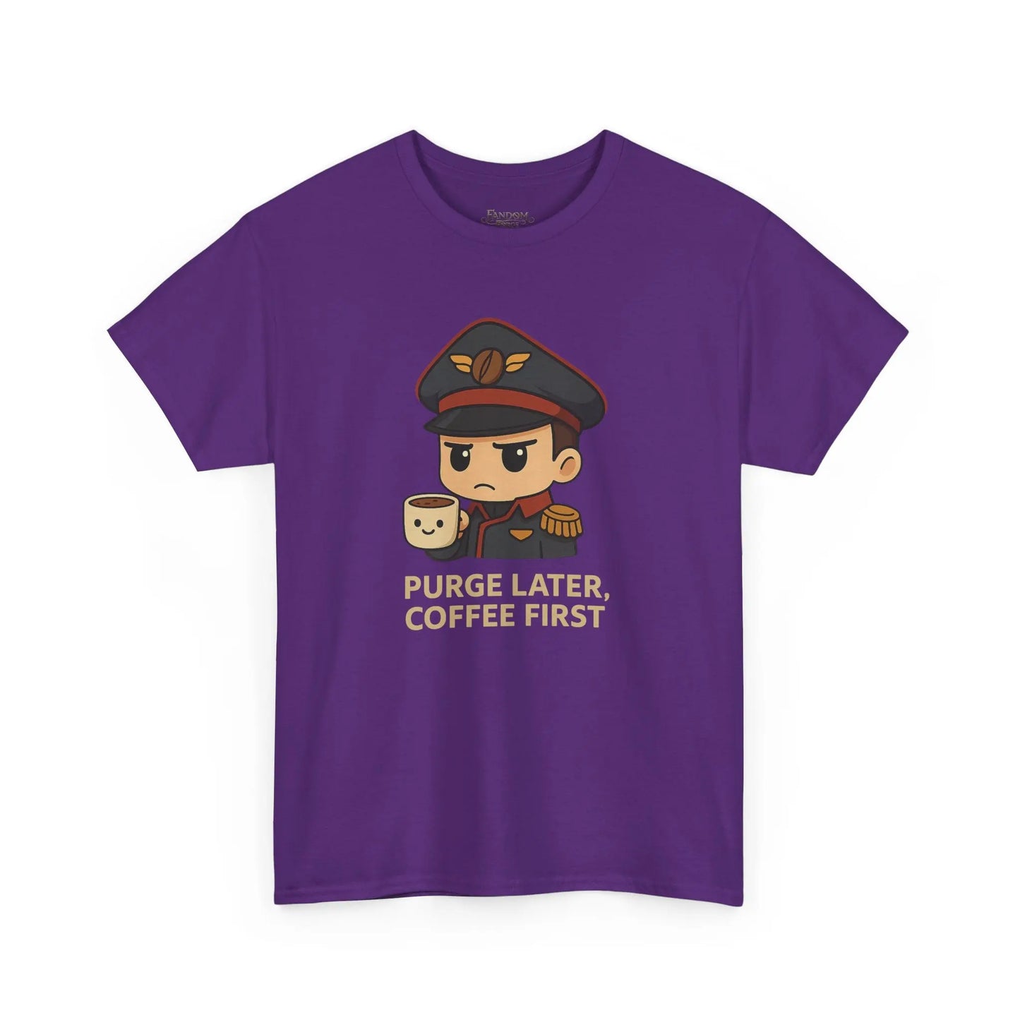Grimdark Coffee Tee – Purge Later, Coffee First Printify