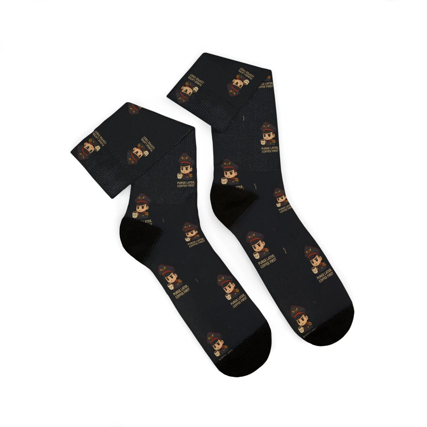 Grimdark Coffee Socks – Purge Later, Coffee First Printify