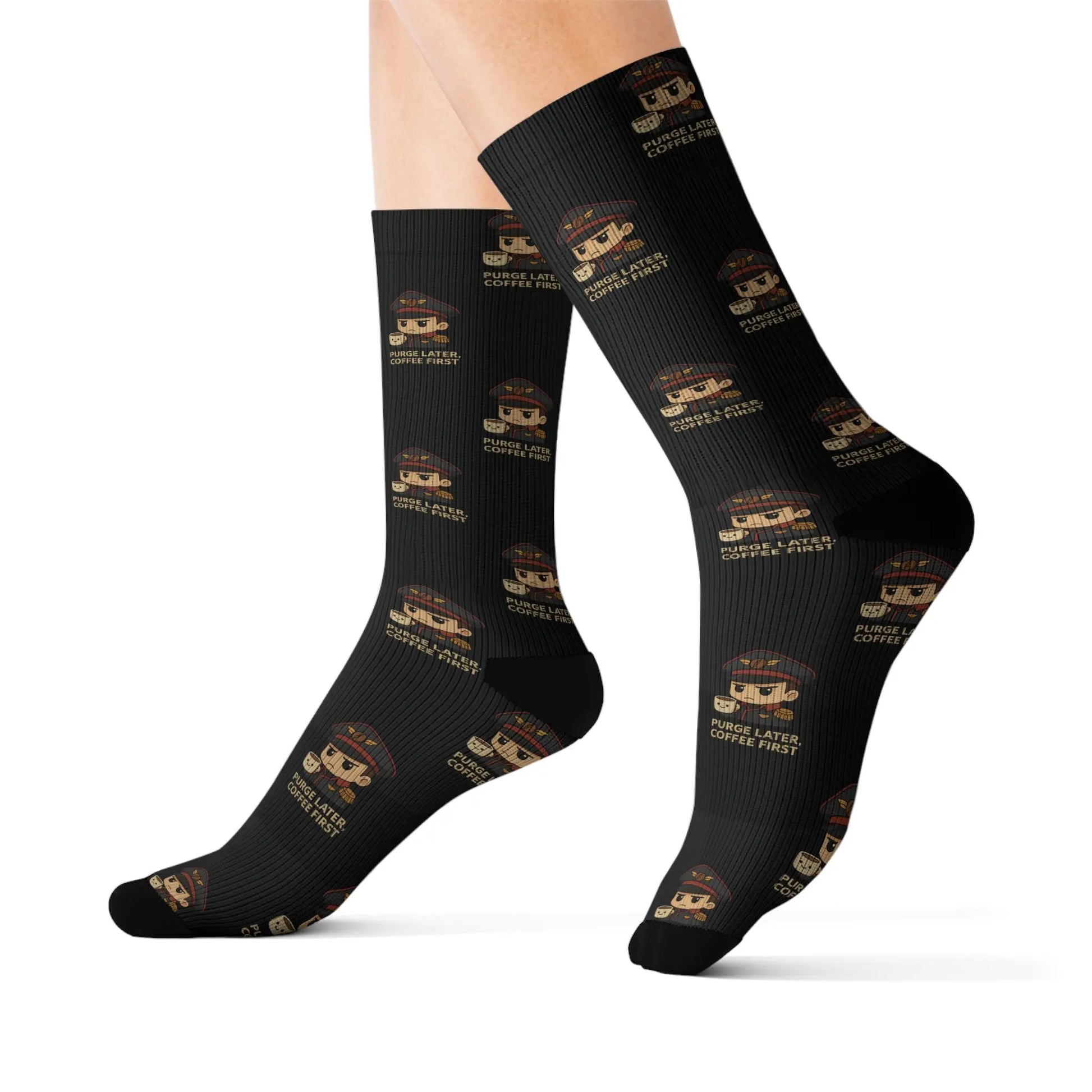 Grimdark Coffee Socks – Purge Later, Coffee First Printify