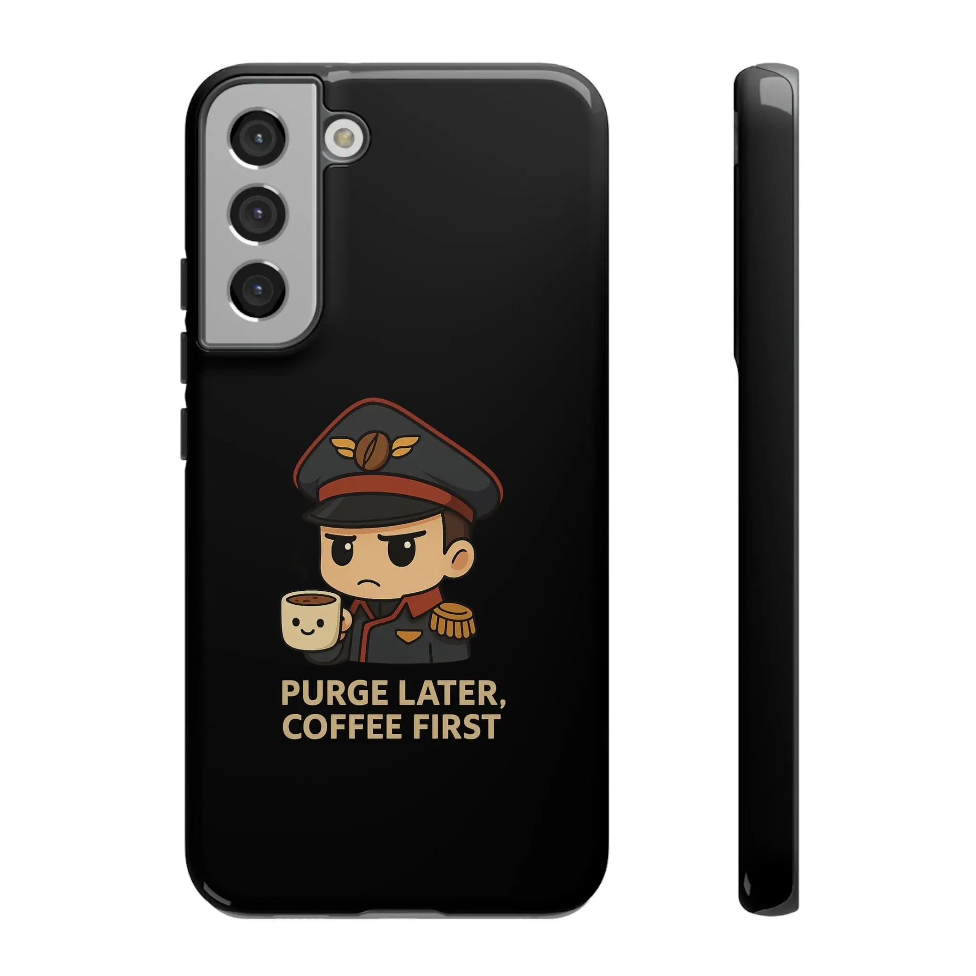 Grimdark Coffee Phone Case – Purge Later, Coffee First Printify