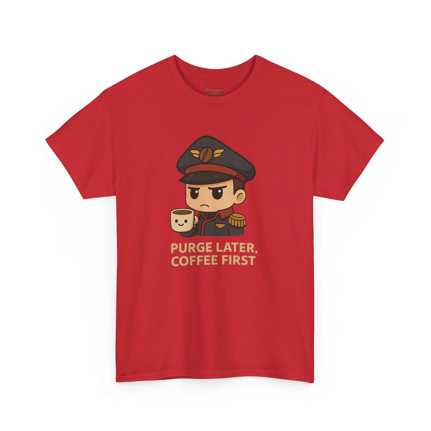 Grimdark Coffee Tee – Purge Later, Coffee First Printify