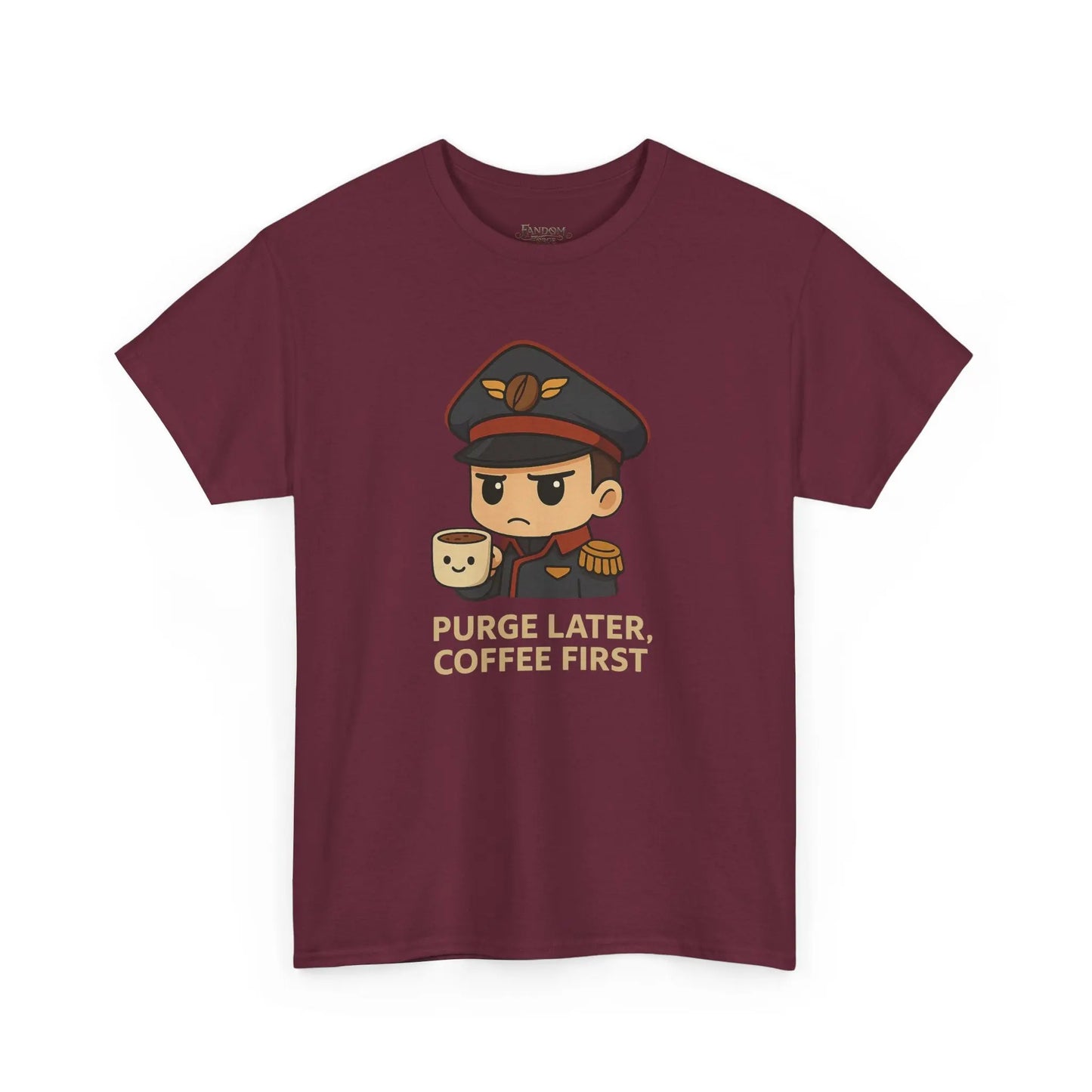 Grimdark Coffee Tee – Purge Later, Coffee First Printify
