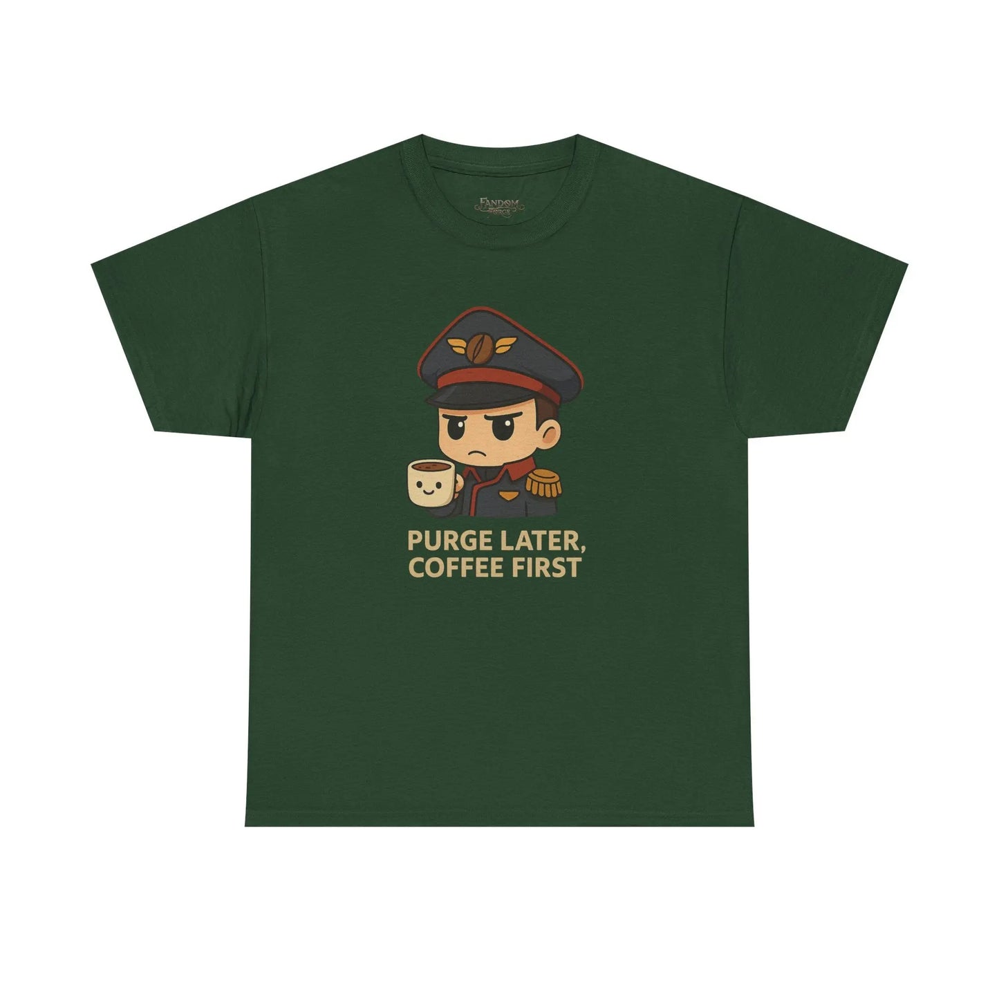 Grimdark Coffee Tee – Purge Later, Coffee First Printify